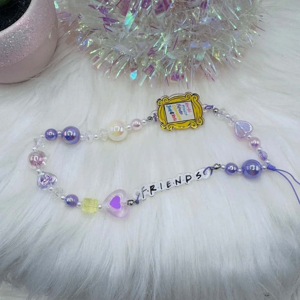 Friends Themed iPhone 17 Pro Max Case with Matching Beaded Strap style 2